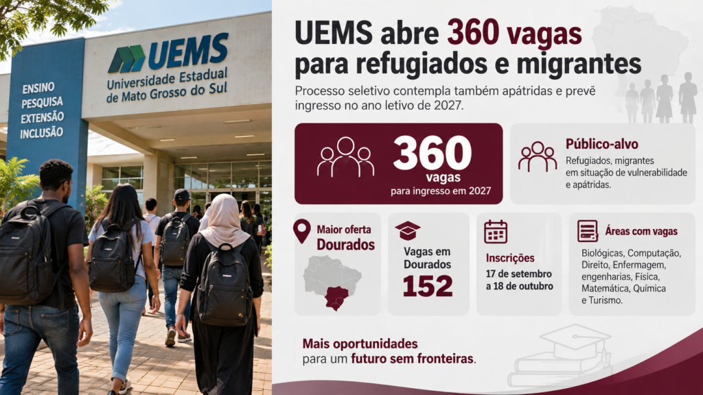 UEMS abre 360 vagas para refugiados e migrantes em MS; Dourados lidera